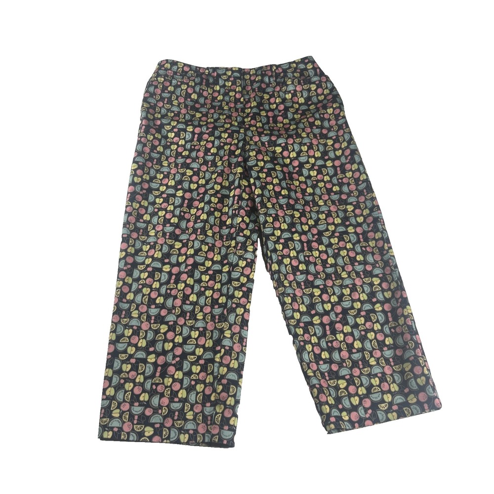 Talbots Petites Size 2 Fruit Print Stretch Crop‎ Pants Navy Blue Cotton Blend